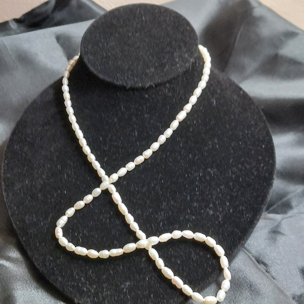 Vintage Seed Pearl necklace 12" w/ Silver Clasp.